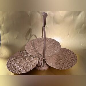 3 Tier Folding Serving Tray - Made of Metal - Vintage Style